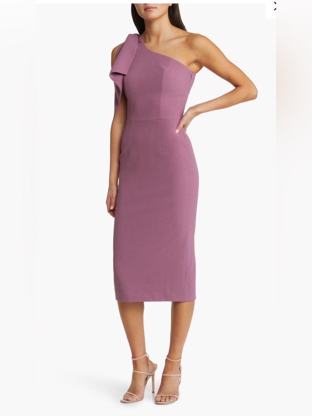 Dress the Population One-Shoulder Dusty Mauve Sheath Dress
